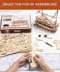 3D Wooden Puzzle Model Car Kit For Adults Build A Classic Tram Train Set With Realistic Rails And Real Wood Finish Hands On Toy Gift Idea For Christmas Fathers Day Birthday Dope Build Experience, parts and assembled tram