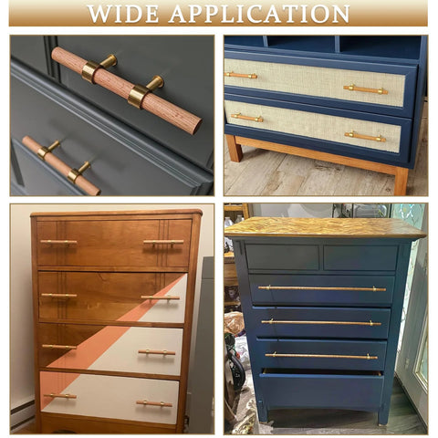 Various dressers with Natural Wood Kitchen Cabinet Handles 2 To 5 Inch 4 Piece Set Center To Center Adjustable Double Hole Euro Scandi Modern Dresser Knob Unfinished DIY Drawer Pull With Brushed Brass Base.