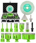 Tough As Nails 14 Piece Diamond Hole Saw Kit With Five Eighths Inch Thread And Precision Core Bits, includes assorted diamond core bits.
