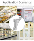 10 Pack Aluminum Freezer Shelf Clips For Refrigerator And Cooler Hooks with application scenarios for organized storage.