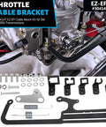 Beefed Up Throttle Cable Mount Kit For 4150 Carburetor Adjustable Steel Bracket Black Fits Automatic Transmissions TV Cables GM 700R4 Transfer Delivers Solid Throttle Control And Easy Install installed on 4150 carburetor, black steel kit