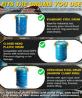 Heavy Duty Chain Drum Lifter Handles 2200 Lbs Vertical Barrel Clamp with standard steel drum for industrial lifting.