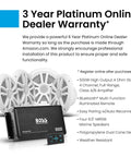 Marine Boat 6.5 Inch Speaker And 4 Channel Amplifier Bundle, 500 Max Per Channel, Bluetooth Remote, USB Charging, Auxiliary Input