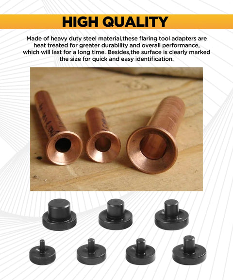VARGTR 7-piece double flare tubing adapters set with copper flare heads and black plastic caps for 3/16–5/8 in tubes