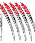 15 Inch Arc Edge Reciprocating Saw Blade Set For Fast Tree Pruning And Wood Cutting, Hardened Teeth With 6TPI, shown in 5 pack