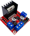 L298N Dual Channel Motor Driver Module with visible pins and components for Arduino ESP32 ESP8266 Raspberry Pi Four Pack 5V To 35V 2A Drive