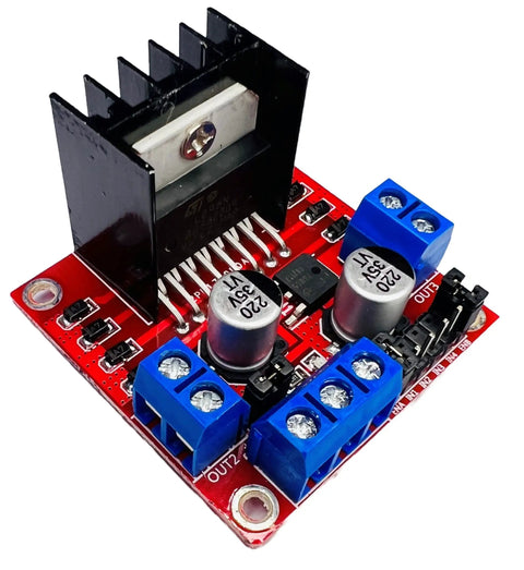 L298N Dual Channel Motor Driver Module with visible pins and components for Arduino ESP32 ESP8266 Raspberry Pi Four Pack 5V To 35V 2A Drive