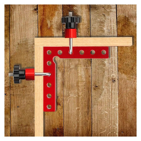 Heavy Duty Aluminum 90 Degree Right Angle Positioning Clamp And Corner Jig For T Track Benches on wood surface