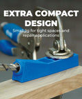 Compact Pocket Hole Jig Kit For Small Projects And Tight Spaces, Delivers Strong Joints No Glue Needed, blue jig on wood
