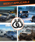 Collage showing Two Pack 1/2 Inch By 22 Inch Synthetic Soft Shackles For Offroad Recovery And Towing in various applications.