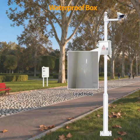 Heavy Duty Outdoor Security Camera Pole Mount Kit With Rebar Cage Bracket For Backyard Walkways And Driveways Built Tough Weatherproof Powder Coated Black Finish For Easy Assembly And Elevated Surveillance 3.5m 138in