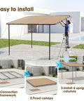 12x10 Lean-To Gazebo Pergola With Weatherproof Canopy, Wall-Mounted Galvanized Steel Frame Shelter assembly instructions