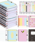 Pastel Back To School Gift Set With 12 Spiral Notebooks And 24 Ballpoint Pens For Teachers And Students Crayon Love Pattern