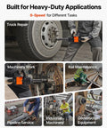 One Inch Pneumatic Impact Wrench Dishing Out 1800 Ft Lbs Of Raw Breakaway Torque With Six Inch Extended Anvil in truck repair.