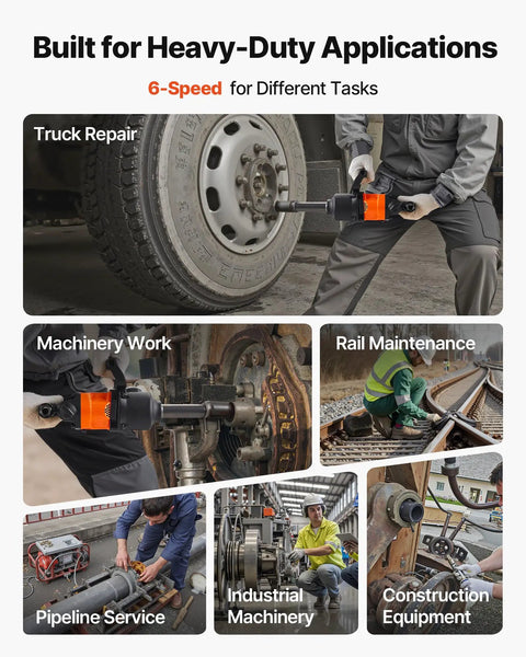 One Inch Pneumatic Impact Wrench Dishing Out 1800 Ft Lbs Of Raw Breakaway Torque With Six Inch Extended Anvil in truck repair.