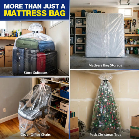 Two Pack Mattress Bags For Moving And Storage Fits King Or Queen Size Waterproof Tear Resistant 2 Mil Heavy Duty Mattress Covers 107 By 78 By 14 Inches Airtight Dust And Moisture Protection used for various storage needs
