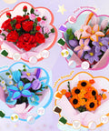 900 Piece Pipe Cleaners Craft Kit With 14 Colors floral bouquets including red, pink, blue, and yellow crafted flowers.