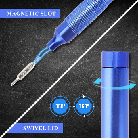 All-In-One Pen Style Precision Screwdriver Set With 12 Double-Ended Bits S2 Steel For Eyeglasses, Watches, Jewelry And Electronics