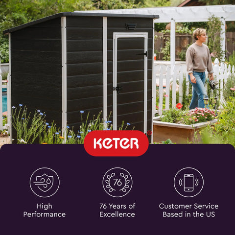 4x6 Resin Outdoor Storage Shed With 139 Cu Ft Of Space For Patio Furniture Garden Tools Bikes Beach Chairs And Lawn Mower