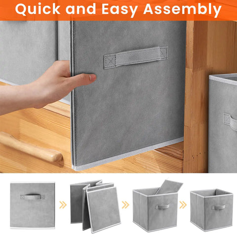 Rock Solid Eight Pack Storage Cubes 11 Inch Heavy Duty Fabric Closet Bins For Shelf Organization Collapsible Grey Cube Organizers For Clothes Blankets And Toys Durable Decorative Baskets