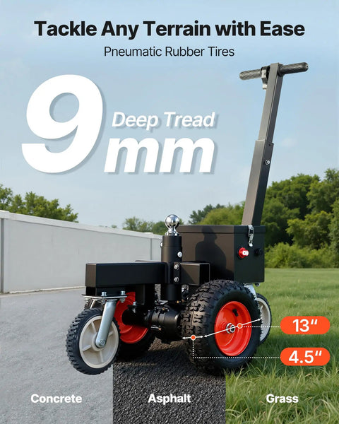 VEVOR Electric Trailer Dolly Moves 3600 Lbs With Ease with 9mm deep tread pneumatic rubber tires for varied terrain.