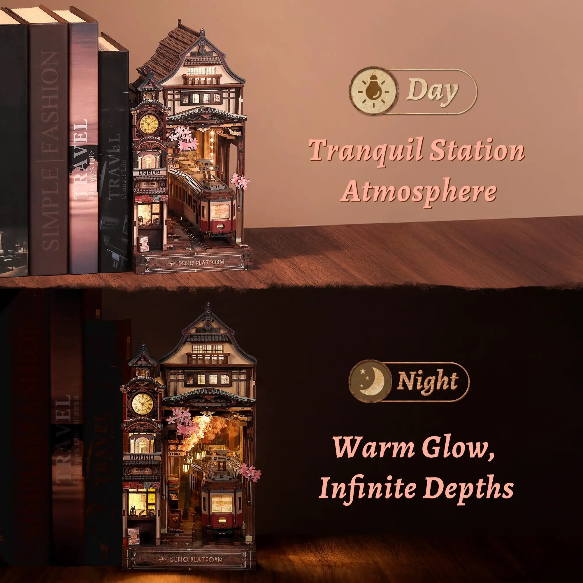 Cherry Blossom Sakura Train Book Nook Kit: LED ✓