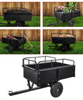 Dump Cart For Yard Work With 15 Cu Ft Steel Utility Trailer Removable Sides Foot Operated Dump And All Terrain Tires
