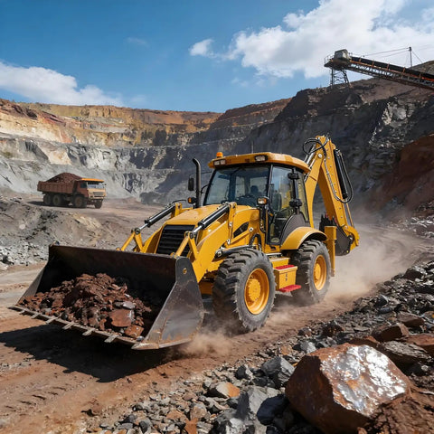 Towable Backhoe Loader With Front End Loader And Excavator Capabilities For Remote Job Sites Farm And Construction Environments