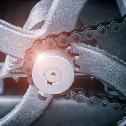 Roller Chain Sprocket 18 Tooth B Type 25mm Bore Three Eighths Inch Pitch A3 Steel Hardened Teeth on machine assembly