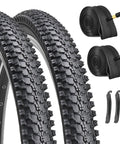 Beefy 26 Inch Mountain Bike Tire Kit Two Pack 26X1.95 Folding Puncture Resistant Tires With Tubes And Tire Levers For MTB Off Road Rides