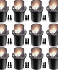 Low Voltage Landscape Lighting Kit With 12W LED In Ground Well Lights 12 Pack Ultra Bright 3000K Warm White Pathway Lights