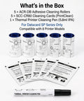 Keep Your Card Printer Slick And Fresh With This Top Shelf Maintenance Rig Packing Five ACR-DB Adhesive Rollers, Five No Fuss Cleaning Cards, And One Precision Wiper Tool For Flawless Sp35 55 75 Series Runs.