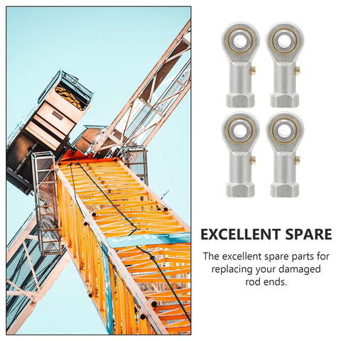 4Pc Garage Ready Threaded Rod End Bearings Equipped With Female Fish Eye Ball Joint Interface For Ironclad Industrial Power Transmission and Mechanical Linkage Systems with crane backdrop.