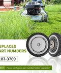 107 3709 Lawn Mower Rear Wheel Gear Assembly For 8x2 Inch Wheel Two Pack Compatible With Toro displayed with lawn mower