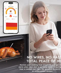 Bluetooth Wireless Meat Thermometer With Dual Probes And LCD Screen Instant Read in oven with roasted chicken