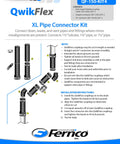 QwikFlex 36 Inch Flexible Pipe Connector Kit for offset or hard to reach 1-1/2 inch SCH40 PVC DWV connections diagram