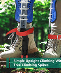 Tree Climbing Spike Set With Foot Straps And Ankle Straps, Anti Slip Climbing Tools With Foot Boards on boots in forest