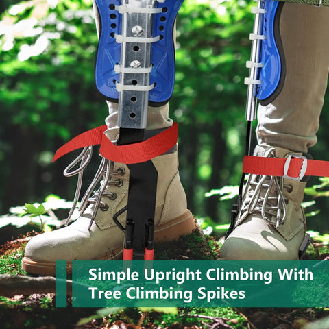 Tree Climbing Spike Set With Foot Straps And Ankle Straps, Anti Slip Climbing Tools With Foot Boards on boots in forest