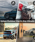 Hassle Free Level One EV Charger Built Tough For Weekend Drives Featuring A Twenty Five Foot Heavy Duty Cable Plus Smart Overload Protection In Various Weather Conditions.