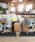 Office space with chairs on 55X35 Inches Anti Slip Chair Mat For Hardwood Floors Under Desk, Large Floor Protector