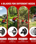 4 blades of Beast Workhorse 20000 RPM Cordless Weed Wacker With Wheel 6000mAh Battery 4 In 1 Brush Cutter String Trimmer
