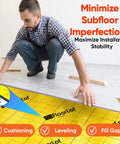 Man installing Top Tier Floor Underlayment Roll Covers 200 Sq Ft Of Laminate And Hardwood With Built In Moisture Seal and Noise Control.