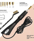 Hotfix Rhinestone Bedazzler Kit with 7 tip sizes, cleaning brush, safety stand, long cord, dual voltage for crafting accessories.