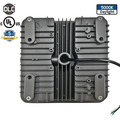 Back view of Super Bright 75W LED Canopy Light 5000K 8625LM UL Listed showing wiring and rugged design