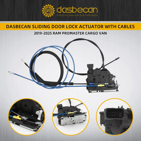 RAM ProMaster Sliding Door Latch Lock Actuator With Cables For Right Passenger Side Door Replacement For 2019-2025 Cargo Vans