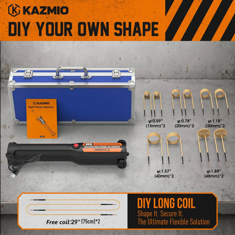 1500W Magnetic Induction Heater Kit with copper coils, carrying case, and detailed instructions for automotive repairs.