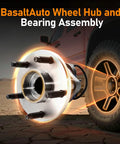 Front Wheel Hub Bearing Assembly 513214 5 Lug 2 Pack With ABS spins next to tire for 2004-2012 Malibu and more.
