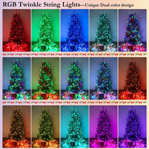 164Ft 500LED RGB String Lights Outdoor With Remote Timer Memory Waterproof For Indoor Outdoor Yard Garden Decor Patriotic 24 Colors 8 Modes Perfect For Fourth Of July Memorial Day Christmas Halloween