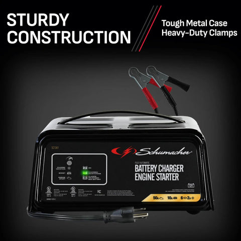 Beast 4 In 1 Car Battery Charger And 50 Amp Engine Starter With 10 Amp Boost, 6 Amp To 2 Amp Maintainer on display