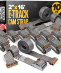 E Track Cam Buckle Tie Down Straps 2 Inch Wide 16 Foot Long 10 Pack With Spring E Fittings 2,500 Lbs Break Strength display